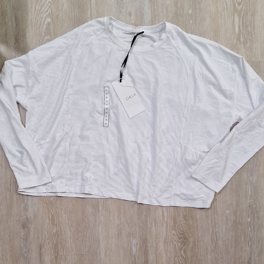 CALIA  White Long Sleeve Tee Xl Nwt Renew Crop Long Sleeve